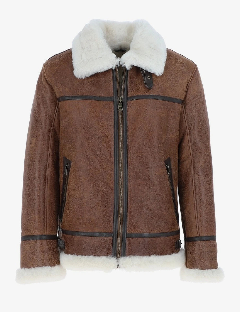 Mens Antique Shearling Aviator Jacket