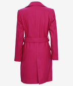 Womens Pink Wool Wrap Coat