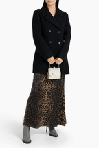 Womens Black Double Breasted Wool Coat