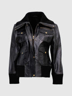 Classic Womens Black Bomber Jacket
