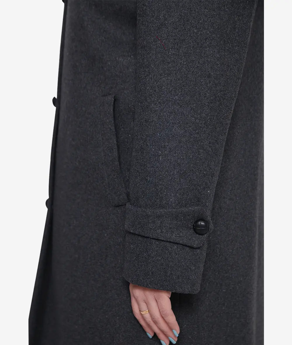 Patrice Womens Charcoal Grey Wool Coat