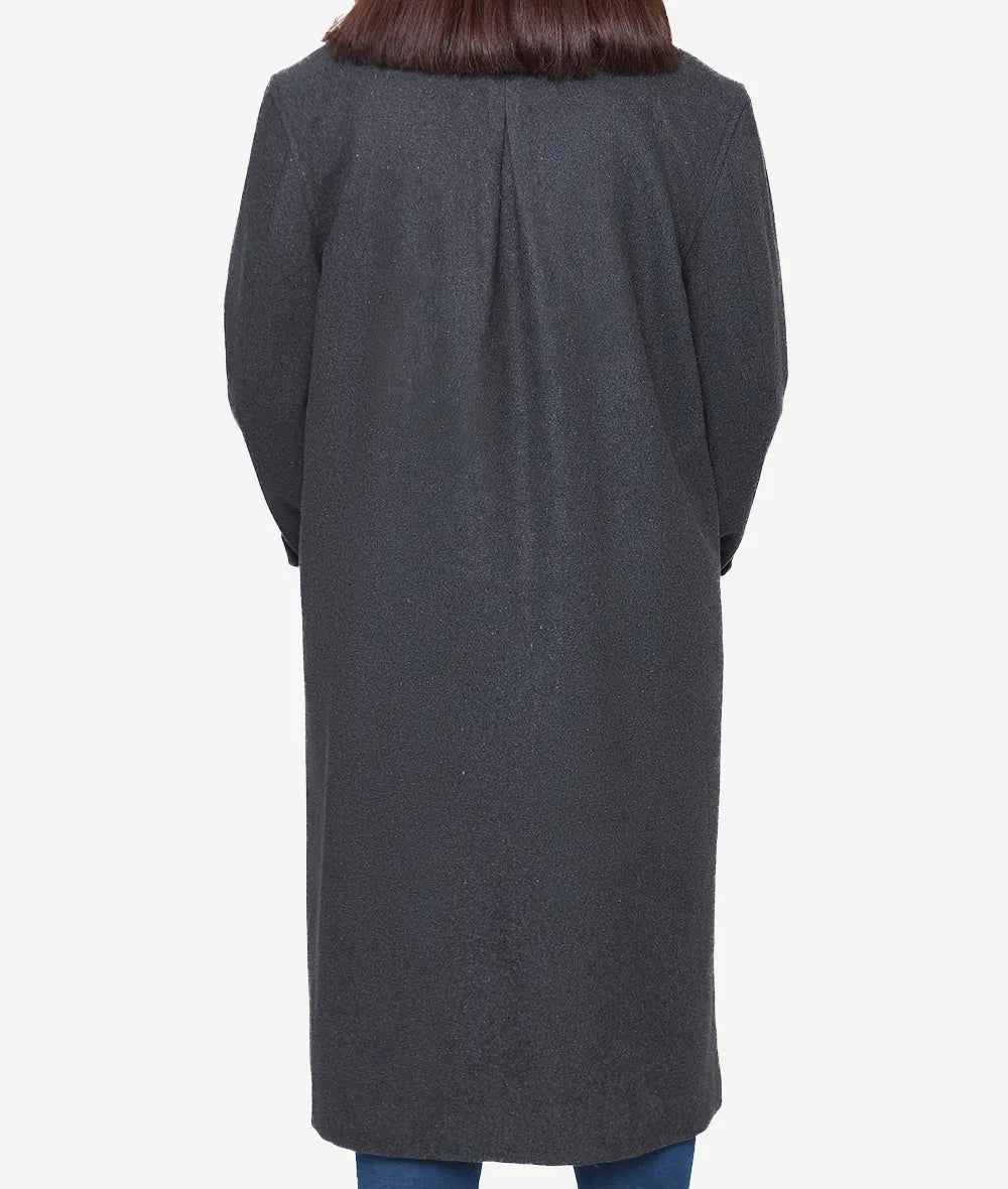 Patrice Womens Charcoal Grey Wool Coat