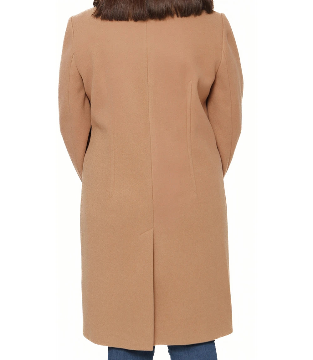 Womens Beige Knee Wool Coat