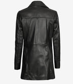Womens Leather Black Coat - 3/4 Length