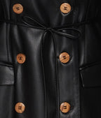 Womens Black Leather Trench Coat