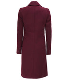 Womens Maroon Long Wool Coat