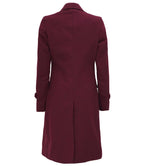 Womens Wool Coat Maroon Long Wrap Coat