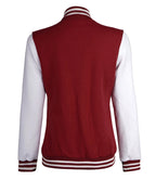 Womens Maroon White Sleeves Varsity Jacket