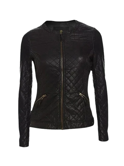 Quilted Womens Black Leather Jacket
