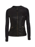 Quilted Womens Black Leather Jacket