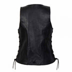 Ladies Side Lace Zip Up Leather Vest
