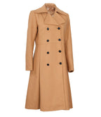 Womens Beige Wool Coat – Double-Breasted