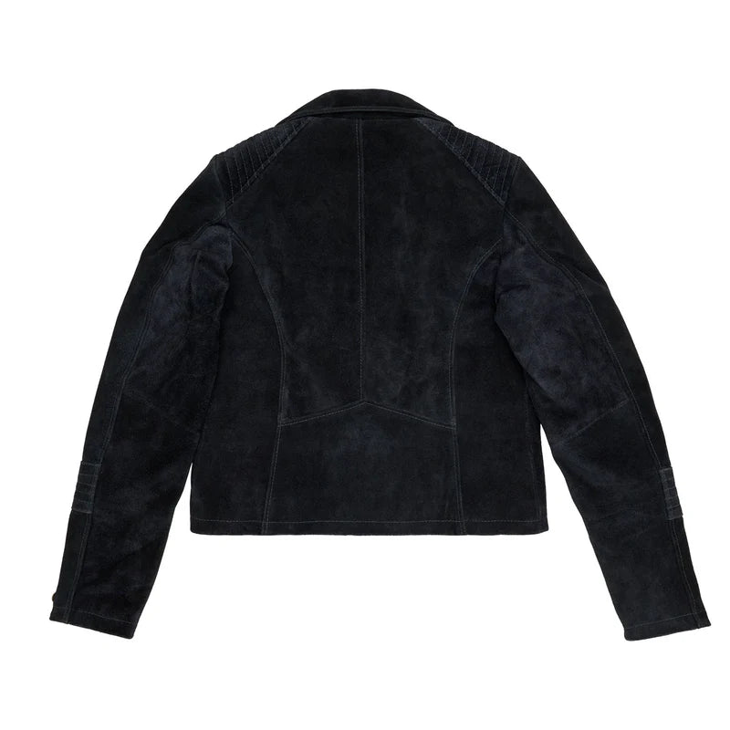 Women Black Suede Biker Jacket