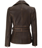 Womens Distressed Brown Leather Jacket