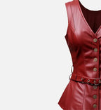 Women Burgundy Leather Vest