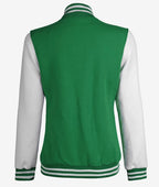 Womens Green And White Varsity Jacket – Baseball Style Jacket