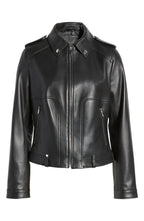 Womens Tall Black Nappa Leather Biker Jacket