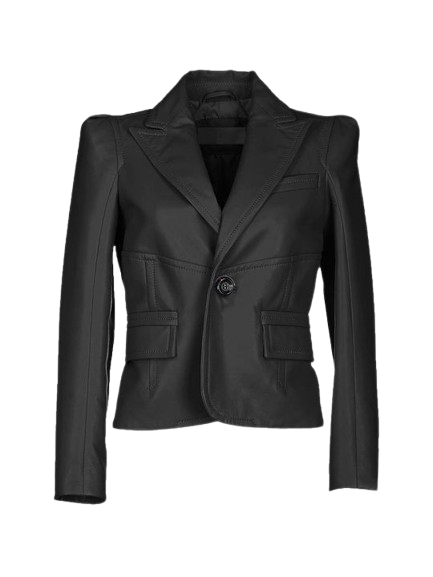 Slim Fit Womens Black Leather Coat