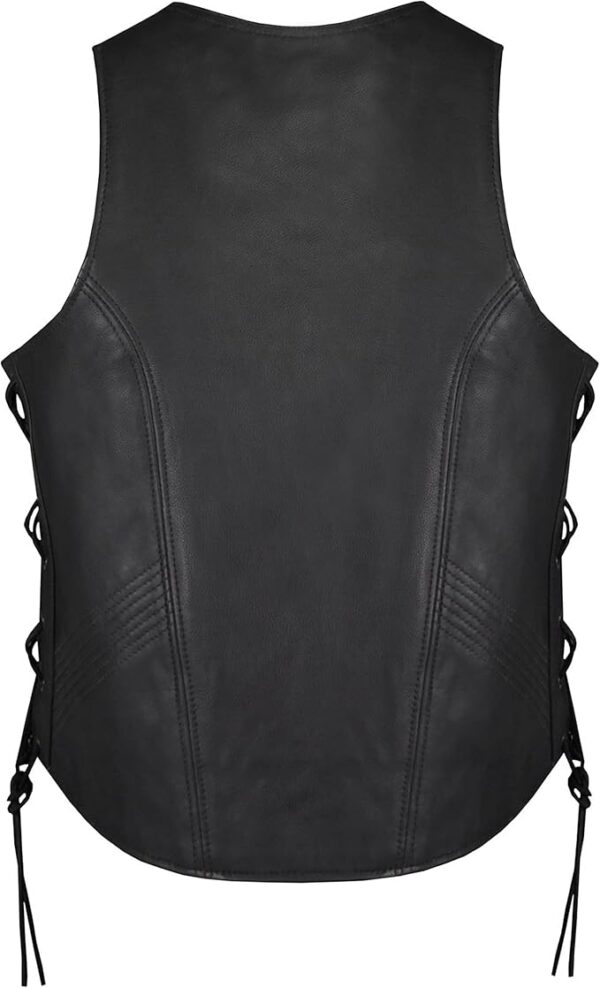 Women Solid Soft Leather Biker Vest