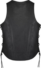 Women Solid Soft Leather Biker Vest