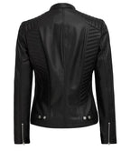 Womens Tall Black Cafe Racer Leather Jacket