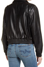 Womens Black Tall Leather Bomber Spread jacket