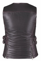 Women Purple Leather Motorcycle Vest