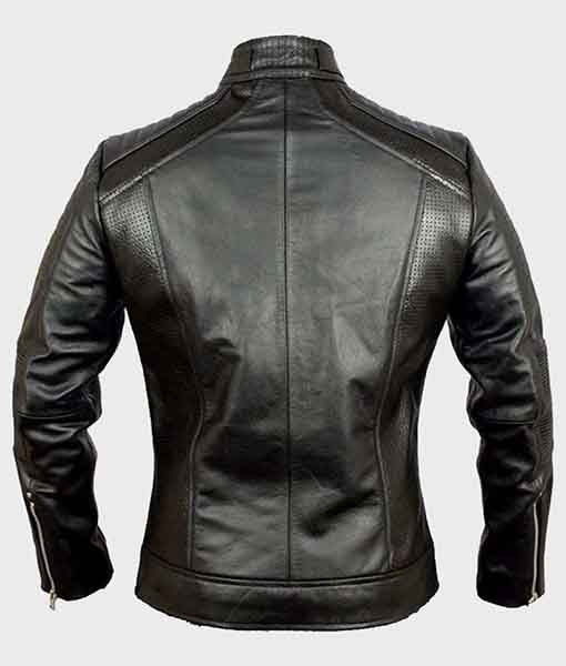 Black cafe racer biker leather jacket for men