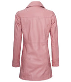 Womens Real Leather Pink Car Coat