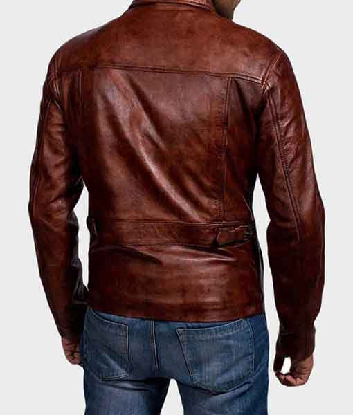 Men’s Brown Distressed Biker Leather Jacket