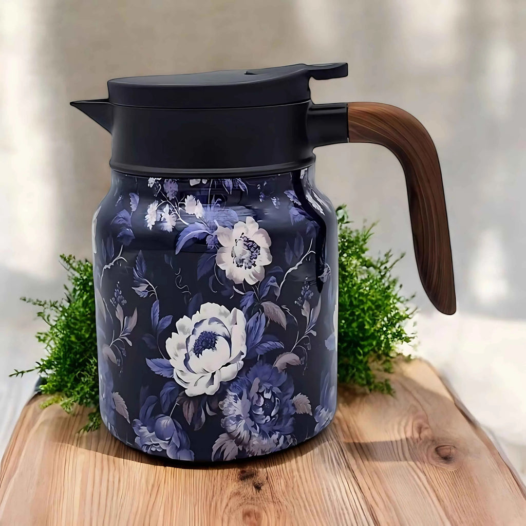 Vintage Floral Stainless Steel Tea Pot
