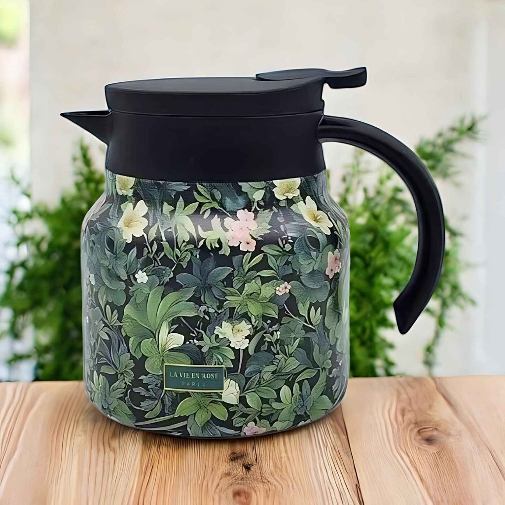 Vintage Floral Stainless Steel Tea Pot