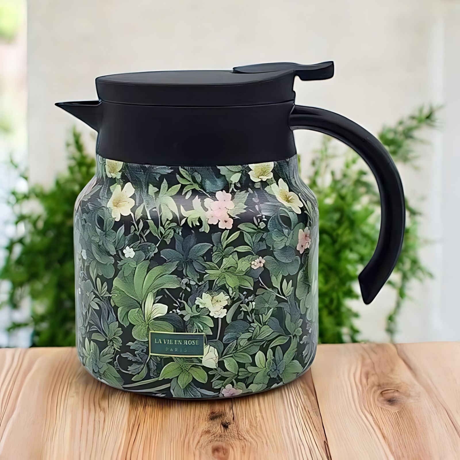 Vintage Floral Stainless Steel Tea Pot