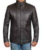 Men’s Long Brown Biker Leather Jacket