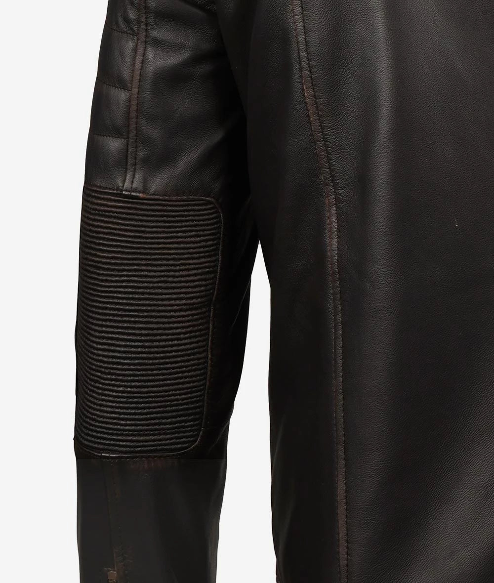 Real Leather Brown Biker Jacket for Men Vintage Style