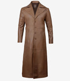 Stylish Mens Brown Leather Duster Coat