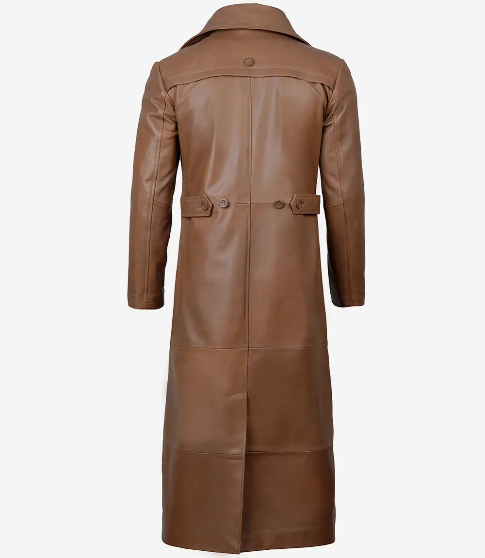 Stylish Mens Brown Leather Duster Coat