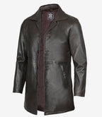 Mens Dark Brown Leather Car Coat – 3/4 Length