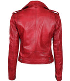 Classic Red Biker Leather Jacket for Ladies Margaret Edition